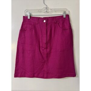 lauren ralph lauren High Waist hot Pink  Skirt Size 10 Linen‎ 100% Boho Vacation